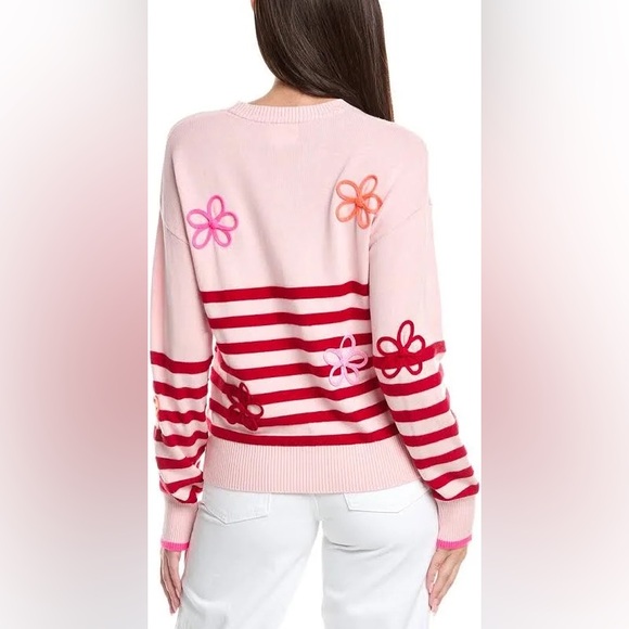 WISPR Violet Floral Stripe Silk-Blend Sweater in pink | size Medium - Picture 7 of 7